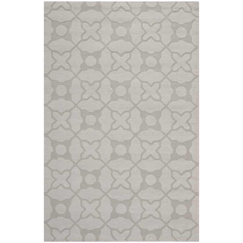 Safavieh Impressions 5' Round Hand Loomed Wool Rug in Silver