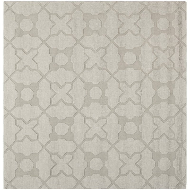 Safavieh Impressions 5' Round Hand Loomed Wool Rug in Silver