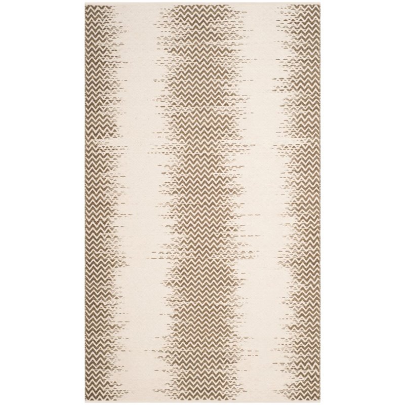 Safavieh Cotton Kilim 5' X 8' Handmade Cotton Rug in Brown and Ivory
