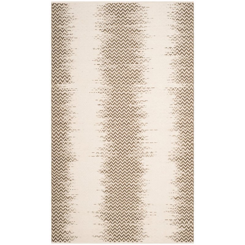 Safavieh Cotton Kilim 5' X 8' Handmade Cotton Rug in Brown and Ivory