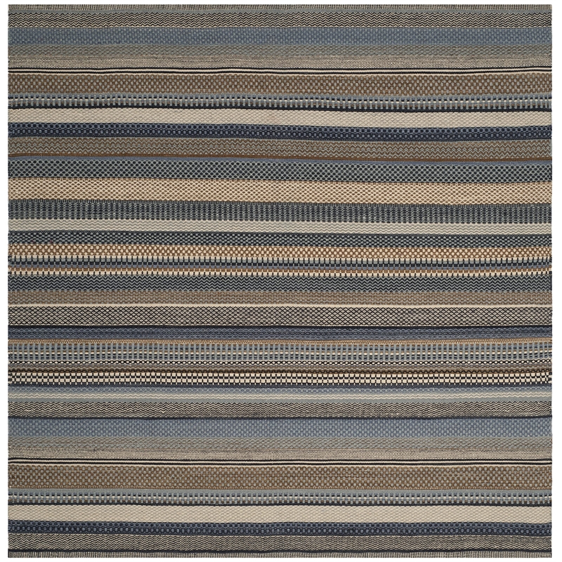 Safavieh Kilim 7' Square Hand Woven Flat Weave Wool Rug in Blue
