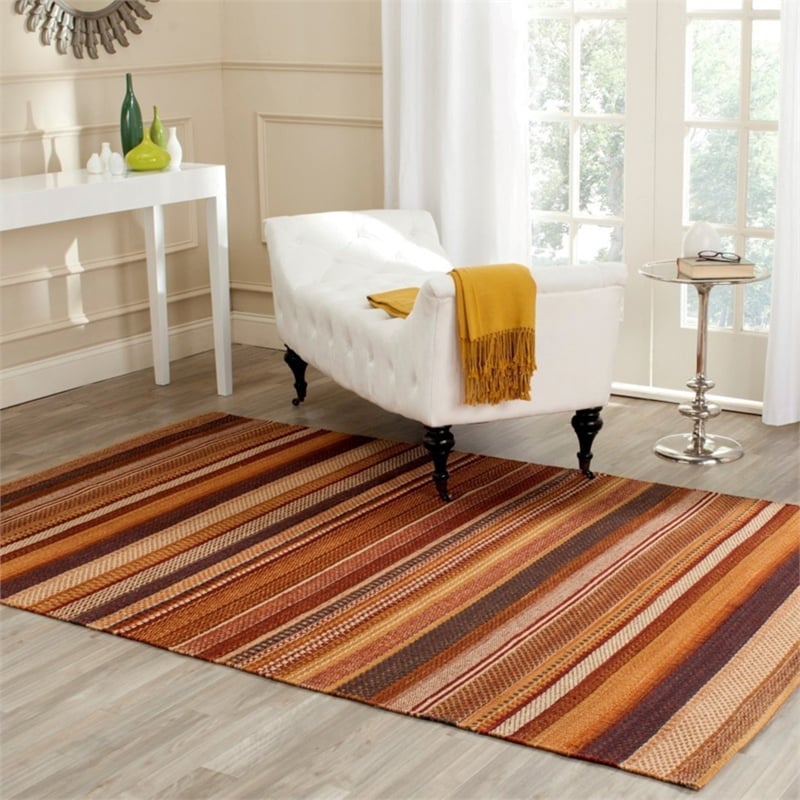 Safavieh Kilim 7' Square Hand Woven Flat Weave Wool Rug in Rust