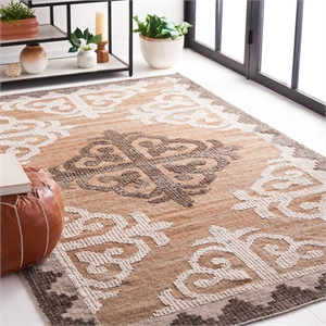 Safavieh Kenya 6' X 9' Hand Knotted Wool Rug in Brown and Charcoal