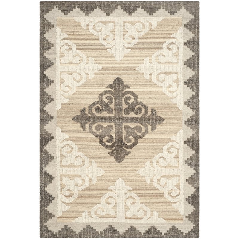 Safavieh Kenya 6' X 9' Hand Knotted Wool Rug in Brown and Charcoal