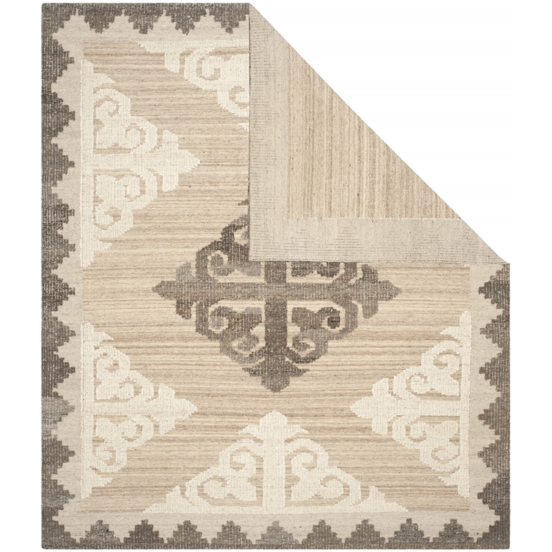 Safavieh Kenya 9' X 12' Hand Knotted Wool Rug in Brown and Charcoal