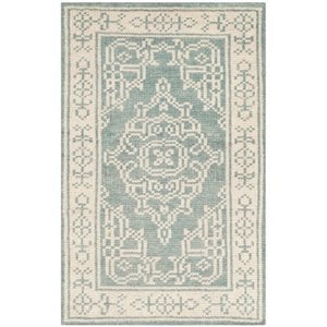 Safavieh Kenya 7' Square Hand Knotted Wool Rug in Ivory and Blue