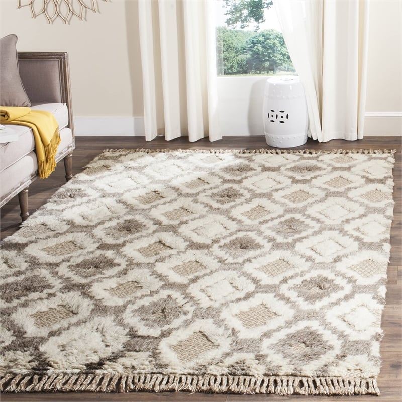 Safavieh Kenya 6' X 9' Hand Knotted Wool and Cotton Rug in Natural
