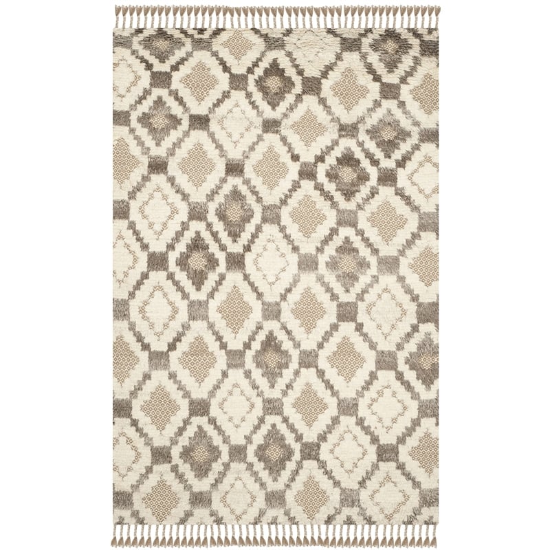 Safavieh Kenya 6' X 9' Hand Knotted Wool and Cotton Rug in Natural