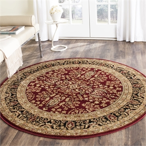 Safavieh Lyndhurst 10' Round Power Loomed Rug in Red and Black