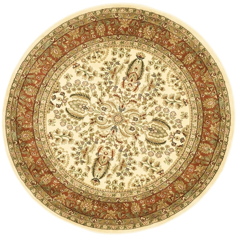 Safavieh Lyndhurst 10' Round Power Loomed Rug in Ivory and Rust