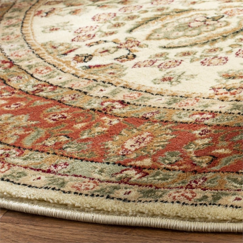 Safavieh Lyndhurst 10' Round Power Loomed Rug in Ivory and Rust