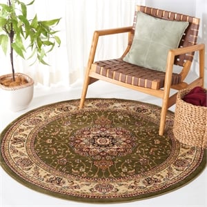 Safavieh Lyndhurst 10' Round Power Loomed Rug in Sage and Ivory