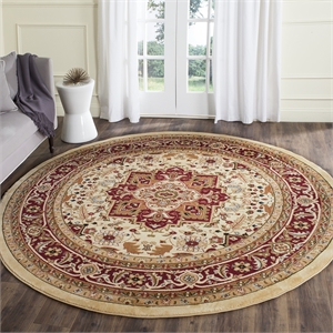 Safavieh Lyndhurst 10' Round Power Loomed Rug in Ivory and Red