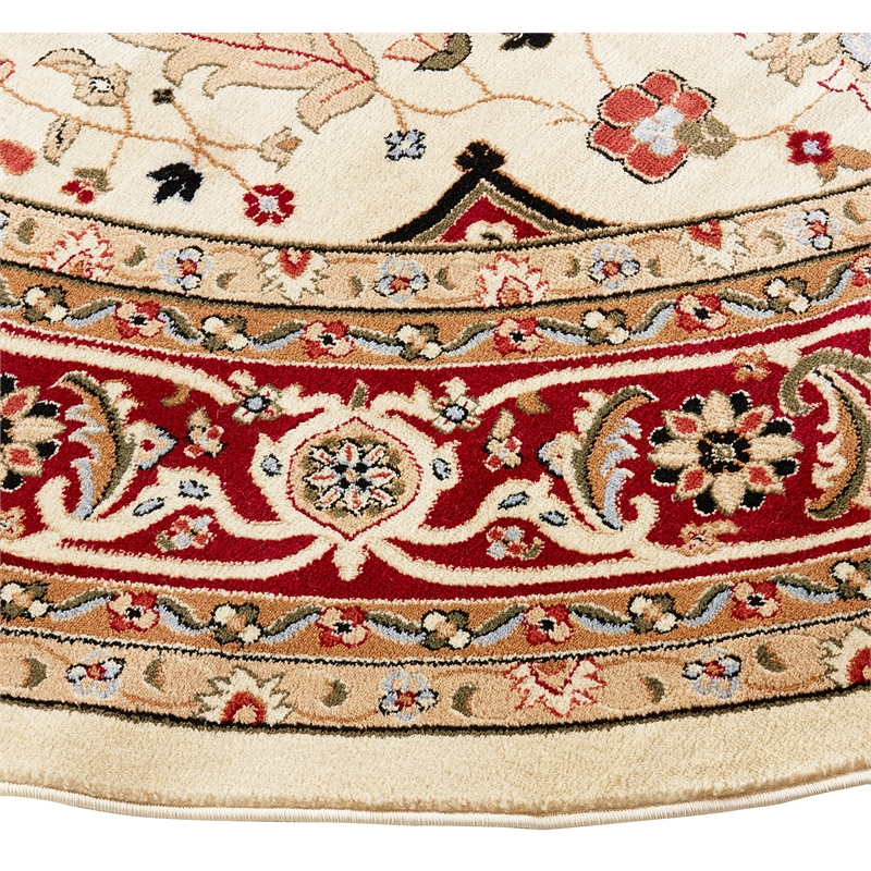 Safavieh Lyndhurst 10' Round Power Loomed Rug in Ivory and Red