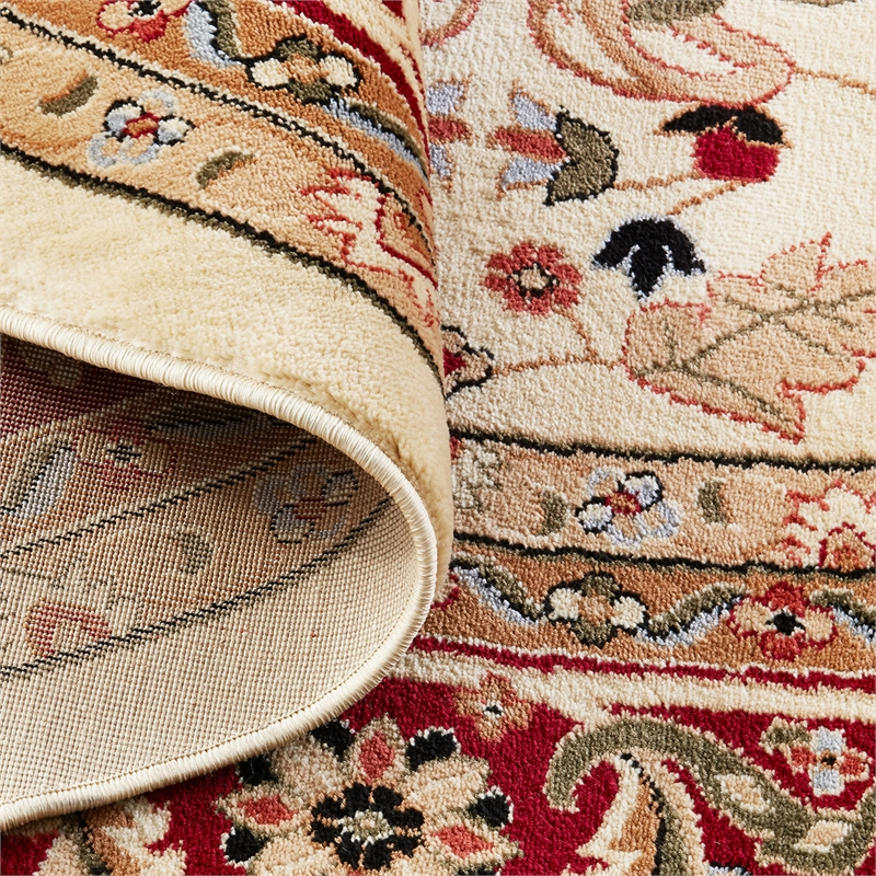 Safavieh Lyndhurst 10' Round Power Loomed Rug in Ivory and Red