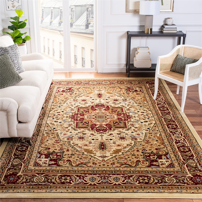Safavieh Lyndhurst 10' Square Power Loomed Rug in Ivory and Red