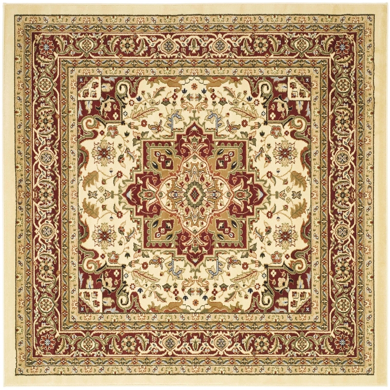 Safavieh Lyndhurst 10' Square Power Loomed Rug in Ivory and Red