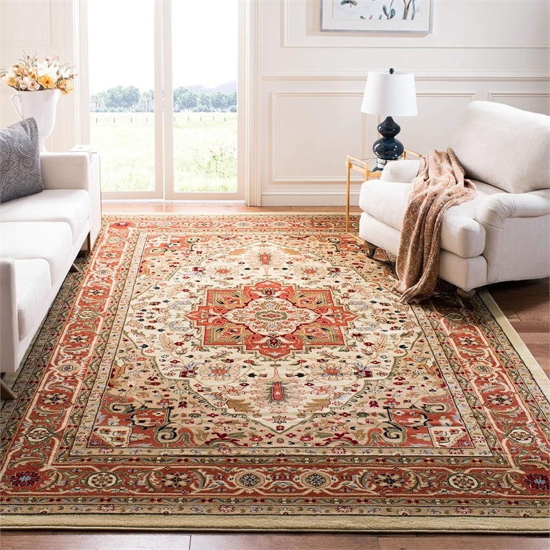 Safavieh Lyndhurst 10' X 14' Power Loomed Rug in Ivory and Rust