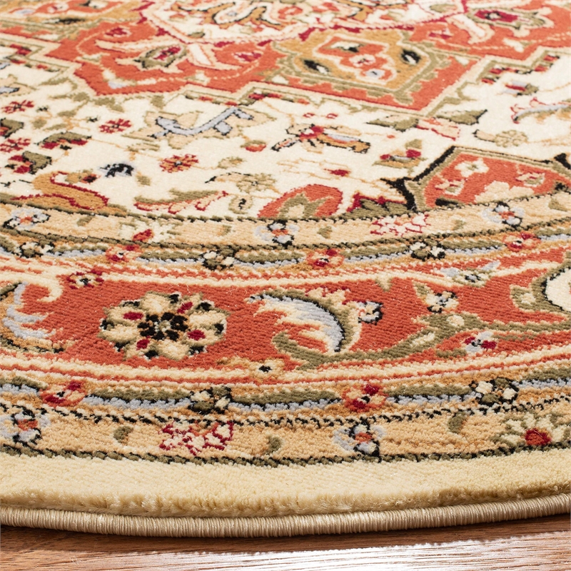 Safavieh Lyndhurst 10' Round Power Loomed Rug in Ivory and Rust