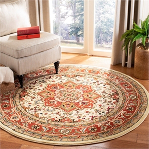 Safavieh Lyndhurst 10' Round Power Loomed Rug in Ivory and Rust