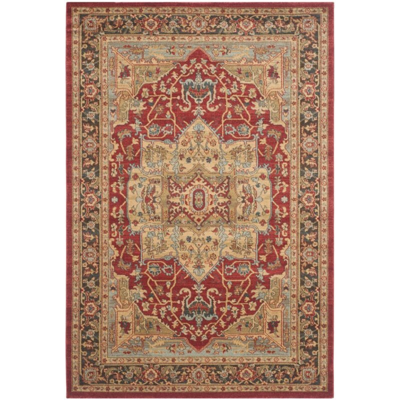Safavieh Mahal 3' X 5' Power Loomed Rug in Natural and Navy