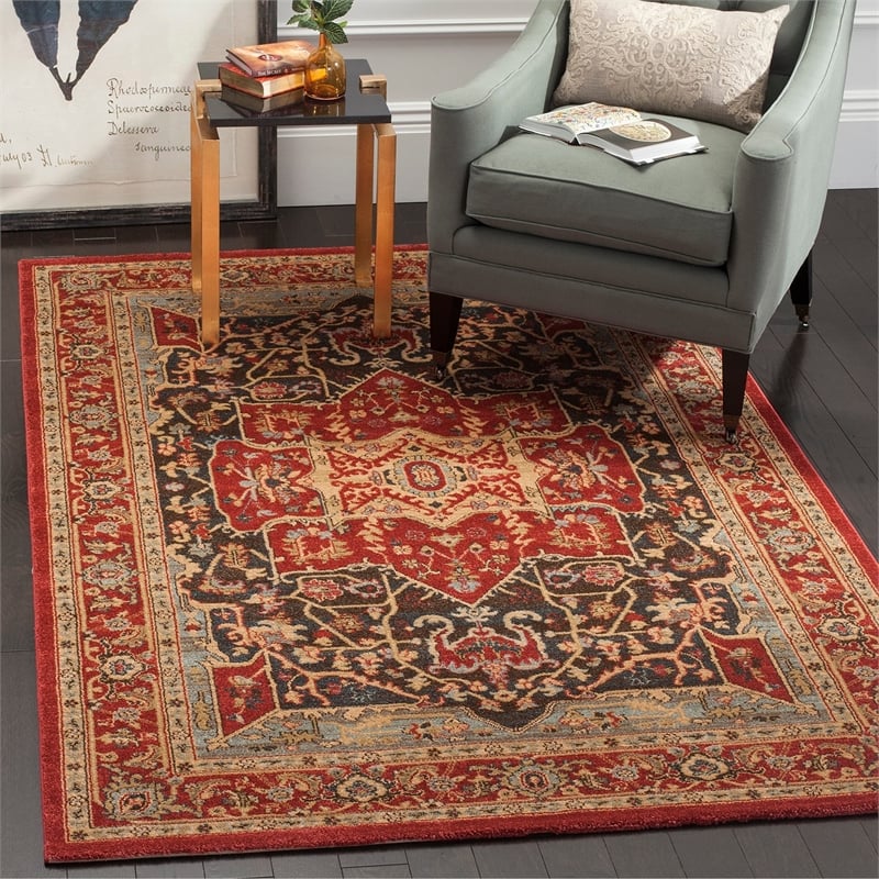 Safavieh Mahal 3' X 5' Power Loomed Polypropylene Rug in Red and Red