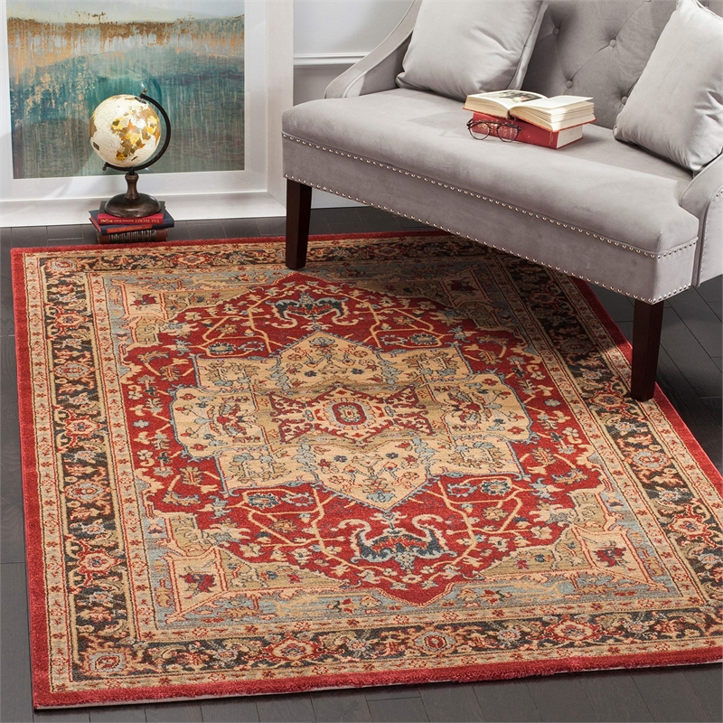 Safavieh Mahal 3' X 5' Power Loomed Polypropylene Rug in Red and Red