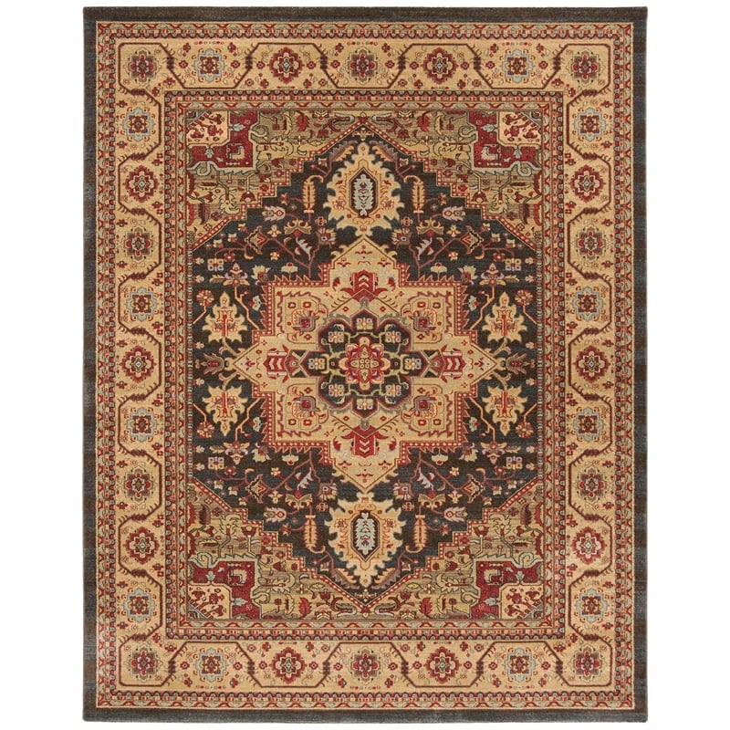 Safavieh Mahal 8' X 11' Power Loomed Rug in Navy and Natural