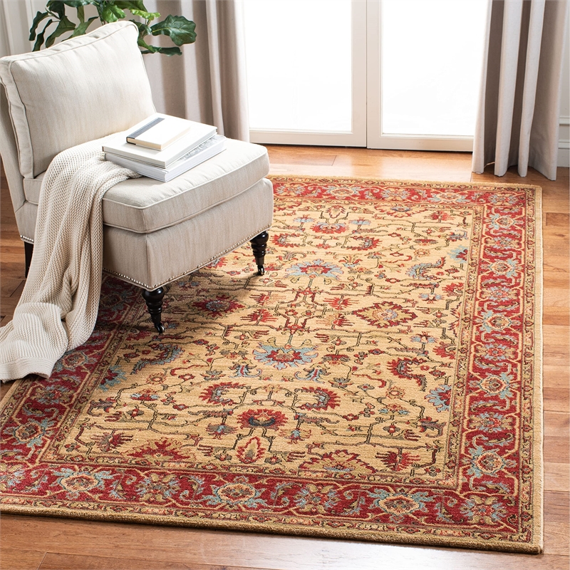 Safavieh Mahal 3' X 5' Power Loomed Polypropylene Rug in Red and Navy