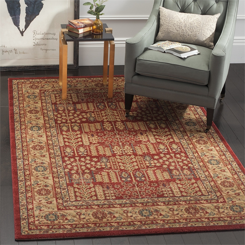 Safavieh Mahal 3' X 5' Power Loomed Rug in Red and Natural