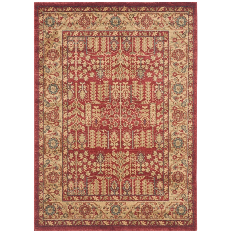 Safavieh Mahal 3' X 5' Power Loomed Rug in Red and Natural