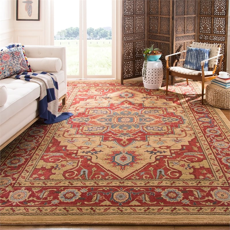 Safavieh Mahal 11' X 15' Power Loomed Rug in Red and Natural