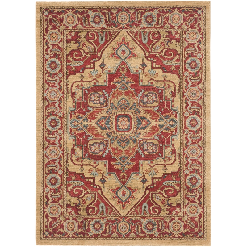 Safavieh Mahal 3' X 5' Power Loomed Rug in Red and Natural