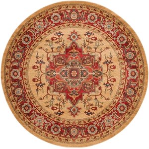 Safavieh Mahal 5'1&quot Round Power Loomed Rug in Red and Natural