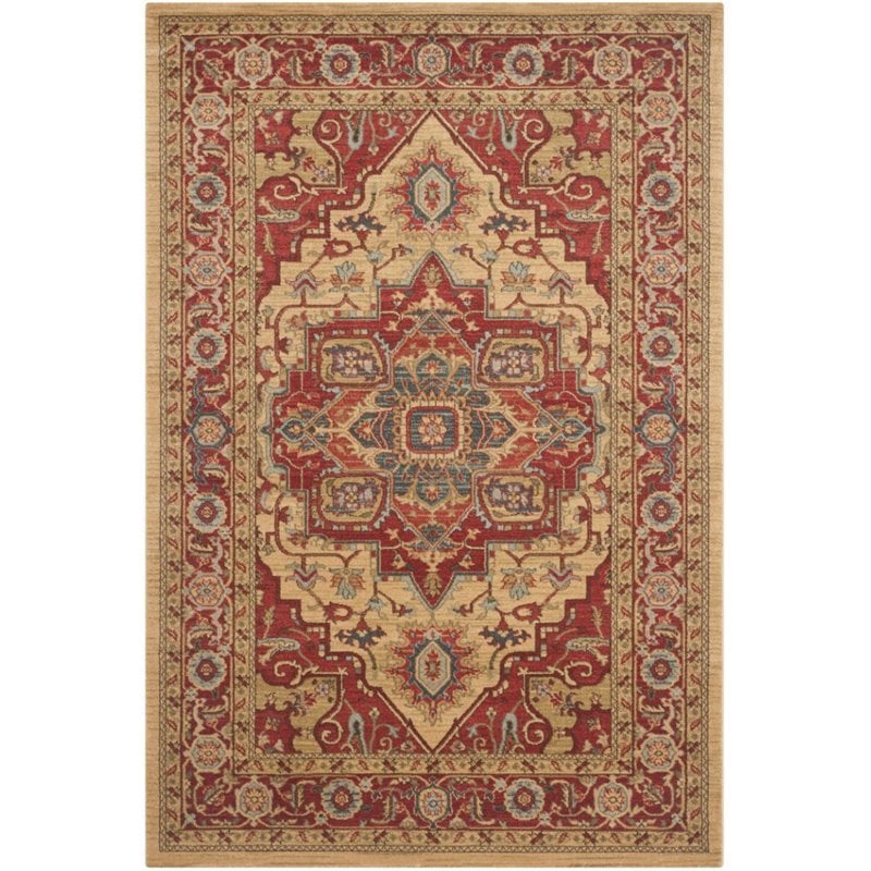 Safavieh Mahal 8' X 10' Power Loomed Rug in Red and Natural