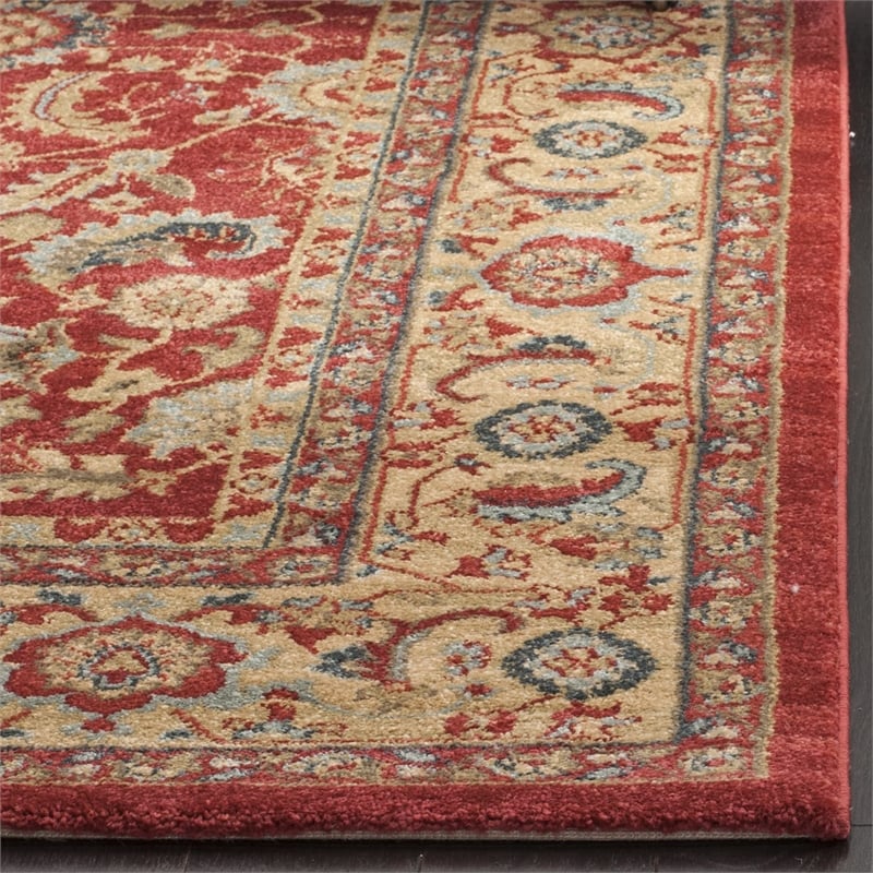 Safavieh Mahal 3' X 5' Power Loomed Rug in Red and Natural