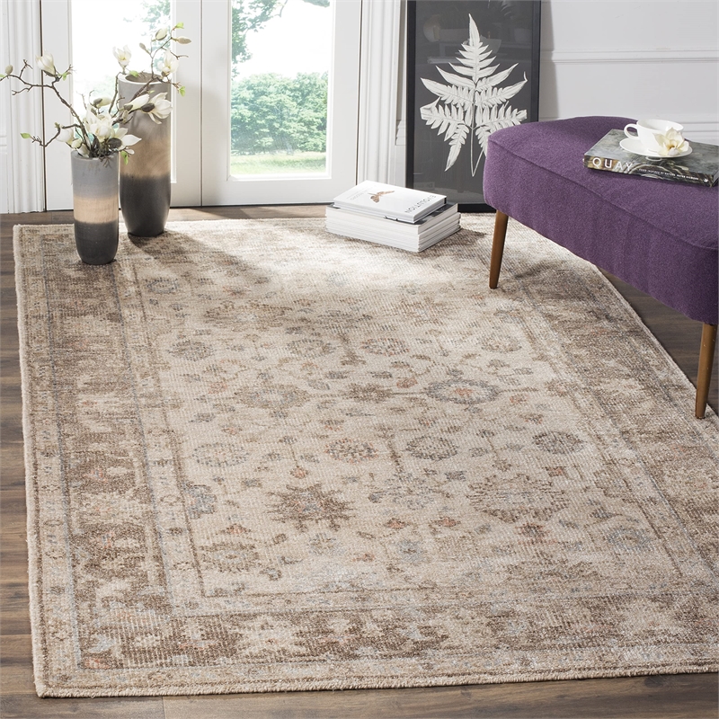Safavieh Moharaja 4' X 6' Handmade Viscose Pile Rug in Brown and Ivory