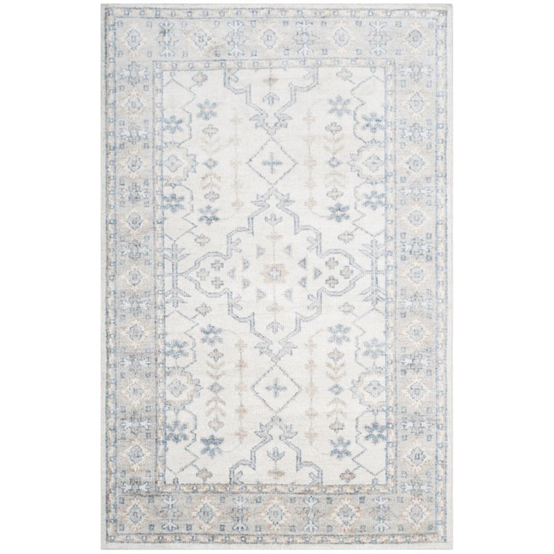 Safavieh Moharaja 4' X 6' Handmade Bamboo Silk Rug in Ivory and Blue