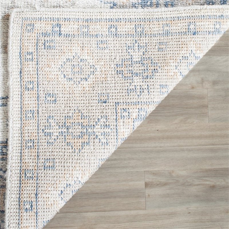 Safavieh Moharaja 5' X 8' Handmade Bamboo Silk Rug in Ivory and Blue