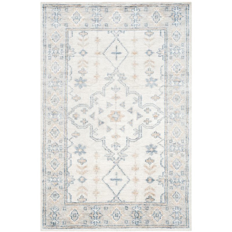 Safavieh Moharaja 5' X 8' Handmade Bamboo Silk Rug in Ivory and Blue