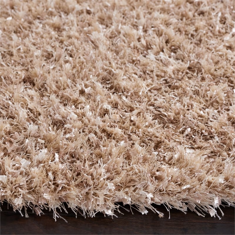 Safavieh Malibu Shag 5' Round Hand Tufted Rug in Natural