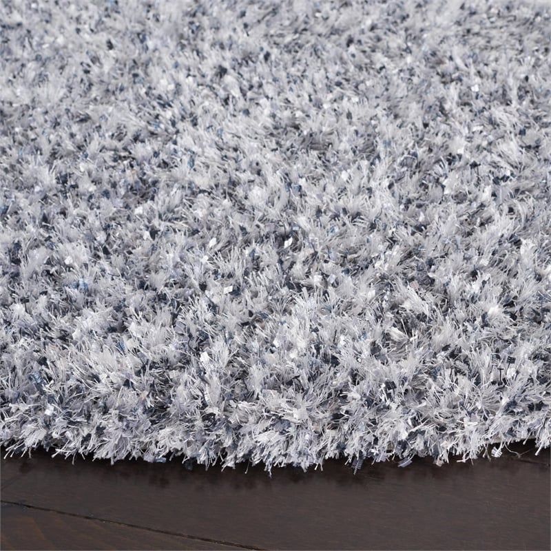 Safavieh Malibu Shag 5' Round Hand Tufted Rug in Silver