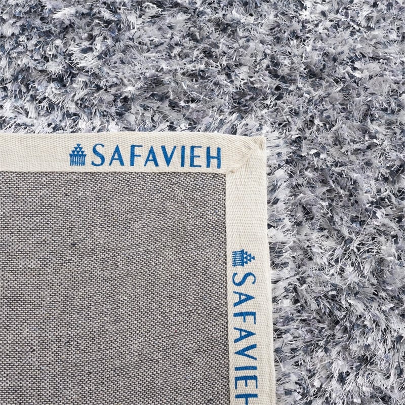 Safavieh Malibu Shag 5' Round Hand Tufted Rug in Silver