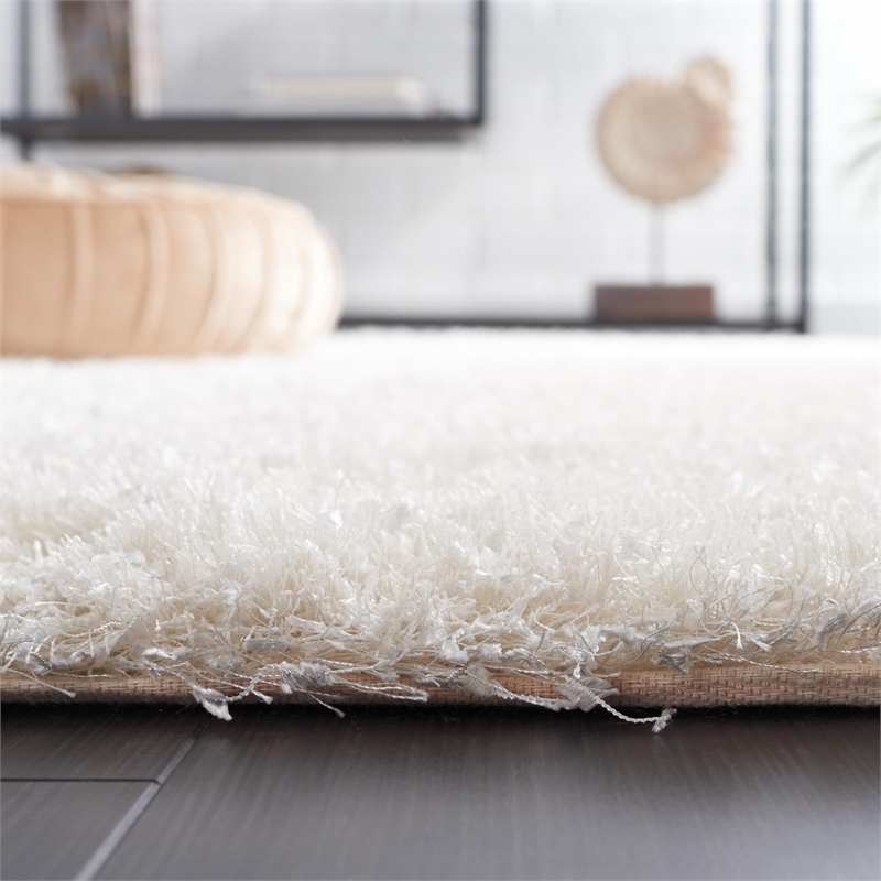 Safavieh Malibu Shag 3' X 5' Hand Tufted Polyester Pile Rug in White