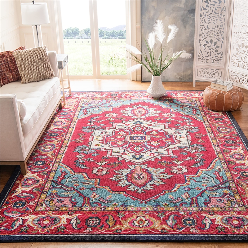 Safavieh Monaco 12' X 18' Power Loomed Rug in Red and Turquoise