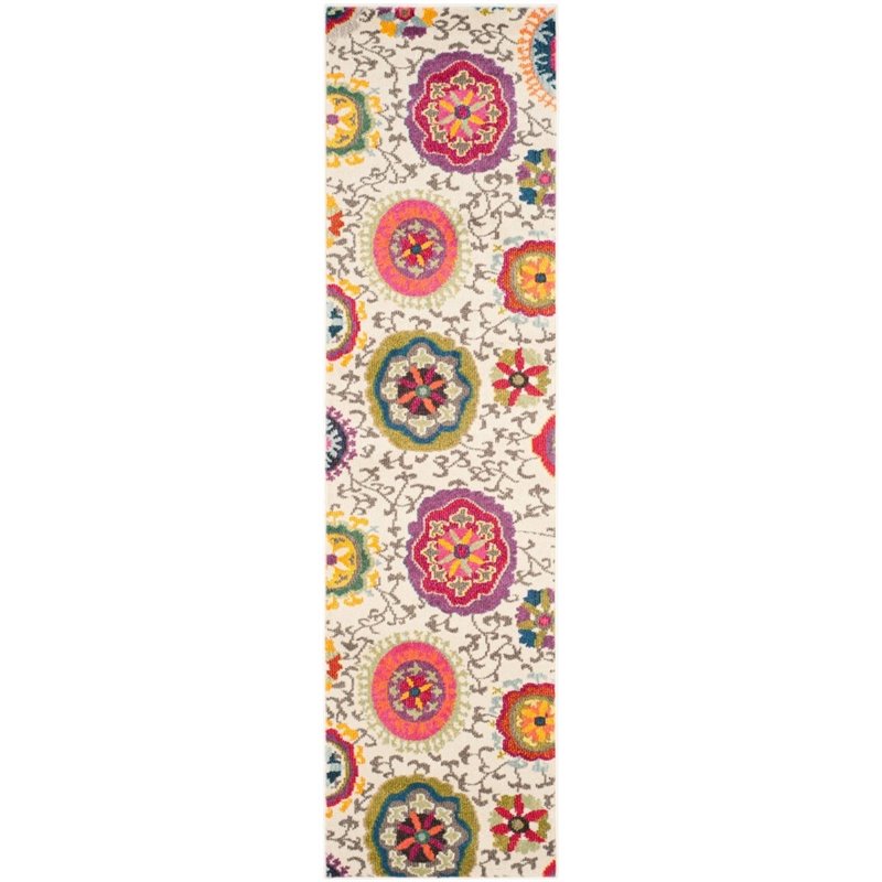 Safavieh Monaco 5' Round Power Loomed Polypropylene Rug in Ivory