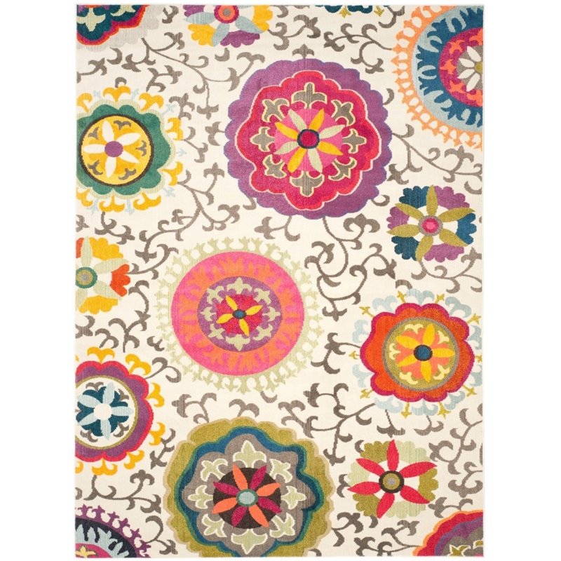 Safavieh Monaco 5' Round Power Loomed Polypropylene Rug in Ivory