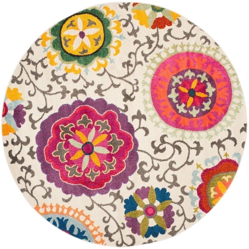 Safavieh Monaco 5' Round Power Loomed Polypropylene Rug in Ivory