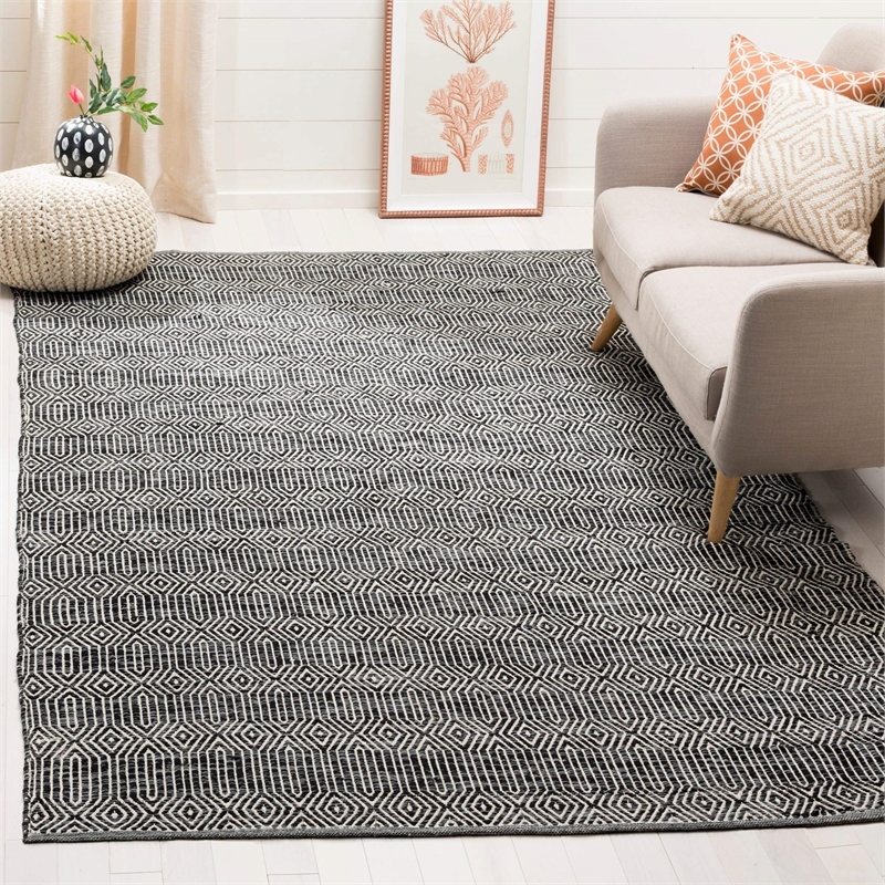 Safavieh Montauk 8' X 10' Hand Woven Cotton Rug in Ivory and Dark Gray