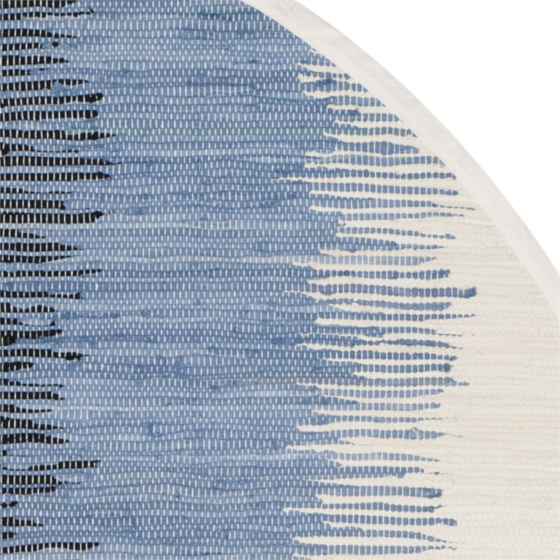 Safavieh Montauk 4' Round Hand Woven Cotton Rug in Gray and Black